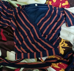 Striped Wrap Top