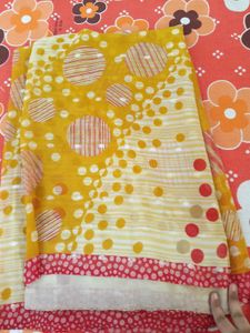 Yellow Polka Dot Saree