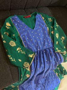 Blue &amp; Green ethnic festive Kurta
