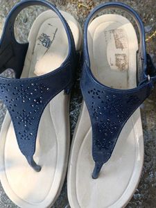 Navy Blue Sandals with Floral Design