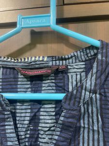 Blue Cotton Printed Everyday Kurta