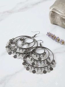 Boho Hoop Earrings with Coin Charms