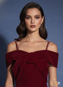 Elegant Velvet Off-Shoulder Gown