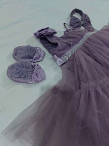 Cute Lavender Frock with Accessories