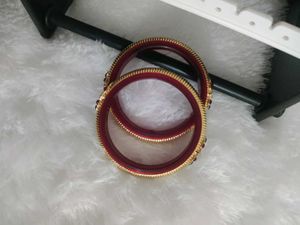 Elegant Red &amp; Gold Bangles with Gemstones