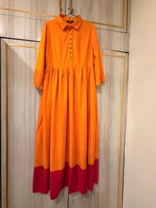 Vibrant mustard & Fuschia Pink full length kurta