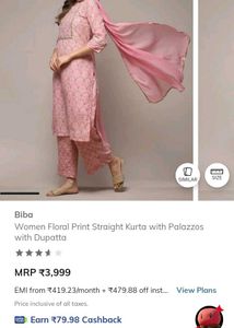 BIBA Women Cotton Blend Straight Kurta Palazzo