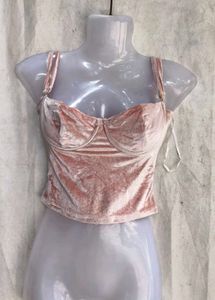 Pink Velvet Bustier Crop Top