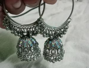 Oxidised Precious Jhumka Set