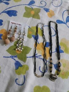 2  Pairs Of Earrings, Metal Bangles, Mangalsutras