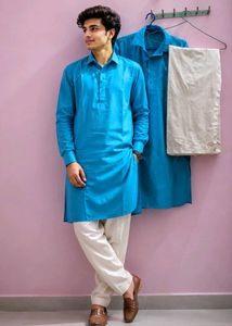 Turquoise Kurta with 2 pajamas