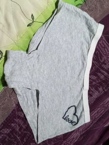 Cute Gray T-Shirt with Love Detail