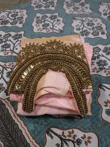 Peach Anarkali Suit with Embellished Neckline