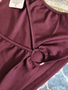 Burgundy Ring Detail Crop Top