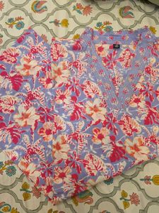 Floral Print Kurta with Sequins