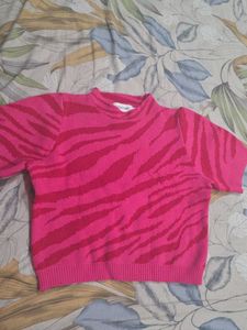 Hot Pink Tiger Print Knit Top