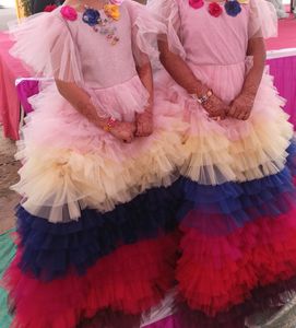 Full flare multi colour princess gown for girls