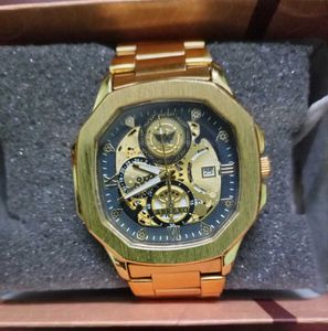 Luxury Gold Tone Skeleton Watch