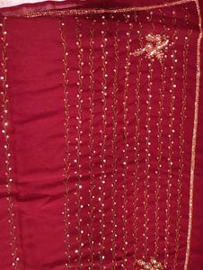 Elegant Maroon Embellished Saree