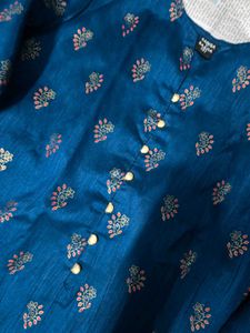 Teal Kurta with Gold Print