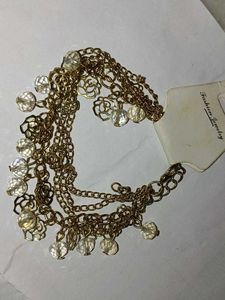 Gold Tone Charm Bracelet with Crystals