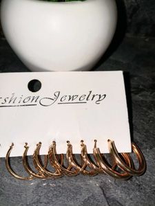 Set of 6 Gold Hoop Earrings
