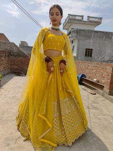 Vibrant Yellow Embellished Lehenga Choli