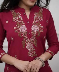 Maroon Embroidered Kurta Set