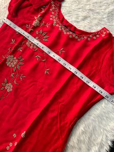 Elegant Red Embroidered Kurta Set