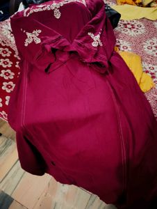 Maroon Colour Kurta Designer Neck