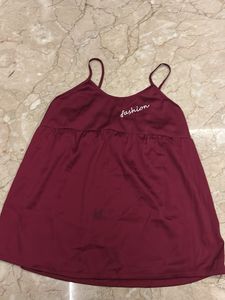 Maroon Babydoll Top with "Fashion" Embroidery
