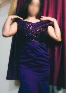 Elegant Purple Sequined Evening Gown