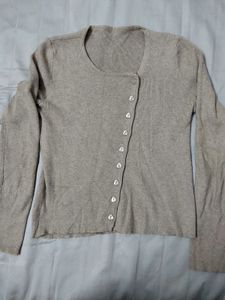 Women's Beige Knit Cardigan