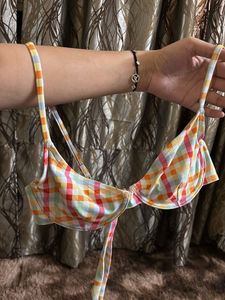Cute Gingham Print Bikini Top
