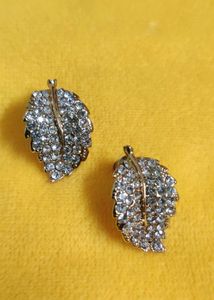 Stone Studded Leaf Design Earrings