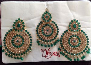 Beautiful Greenish Earings With Mangtikka