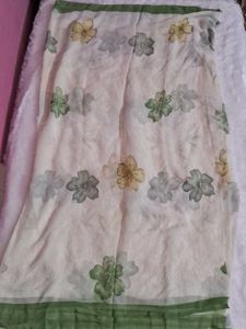 Beautiful Green Floral Saree without blouse