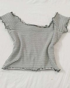 Striped Off-Shoulder crop Top