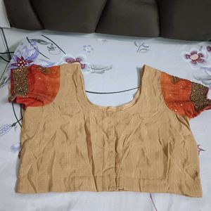 Orange &amp; Gold Embellished Sari