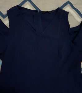 Wardrobe by westside Blue Off Shoulder Mini Dress