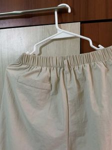 Cream Wide Leg Pants with Belt