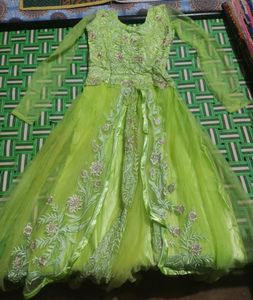 Lime Green Embroidered Anarkali Gown