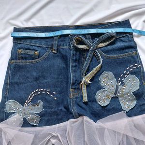 Denim Skirt with Butterfly Applique✨️🎀