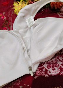 White Front Zip Jokey  Sports Bra