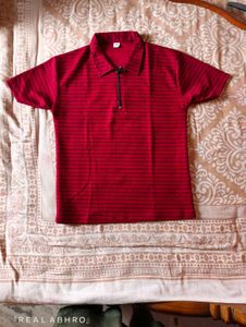 L Size | Red Half-Zip Polo 🔥