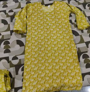 Yellow Printed Kurta Set