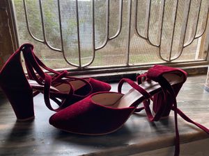 Velvet Red Maroonish Heels