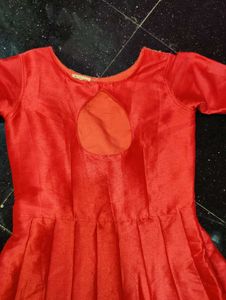 Stunning Red Anarkali Dress with Embellishments