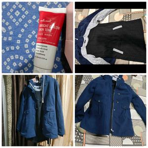 Blue Hooded Jacket dress and new facewash