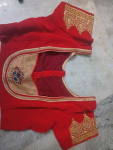 Embroidered Red Saree